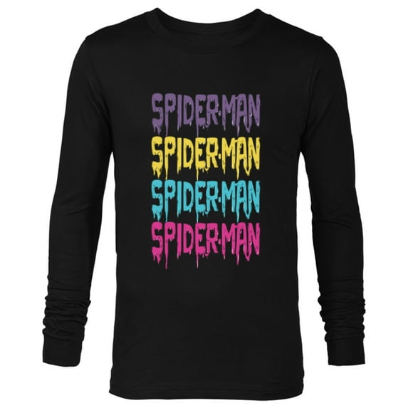 Marvel Spider-Man Multi-Color Melting Paint Drip - Long Sleeve T-Shirt for Men - Customized-Black