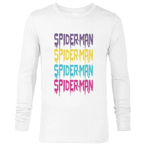 Marvel Spider-Man Multi-Color Melting Paint Drip - Long Sleeve T-Shirt for Men - Customized-White
