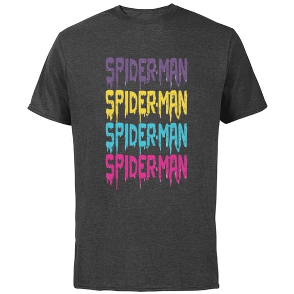 Marvel Spider-Man Multi-Color Melting Paint Drip - Short Sleeve Cotton T-Shirt for Adults - Customized-Charcoal