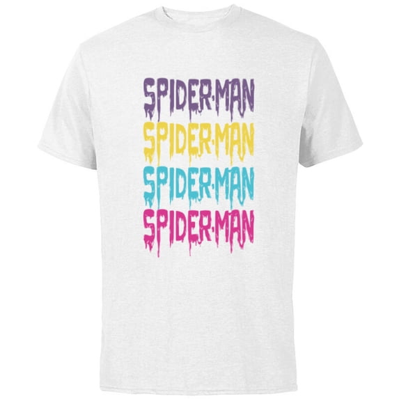 Marvel Spider-Man Multi-Color Melting Paint Drip - Short Sleeve Cotton T-Shirt for Adults - Customized-White