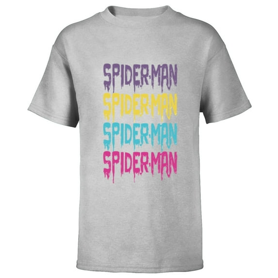 Marvel Spider-Man Multi-Color Melting Paint Drip - Short Sleeve T-Shirt for Kids - Customized-Athletic Heather