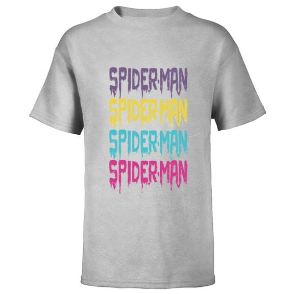 Marvel Spider-Man Multi-Color Melting Paint Drip - Short Sleeve T-Shirt for Kids - Customized-Athletic Heather