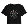 thumbnail image 1 of Marvel - Spider-Man Neon Web - Juniors Cropped Short Sleeve Graphic T-Shirt, 1 of 4