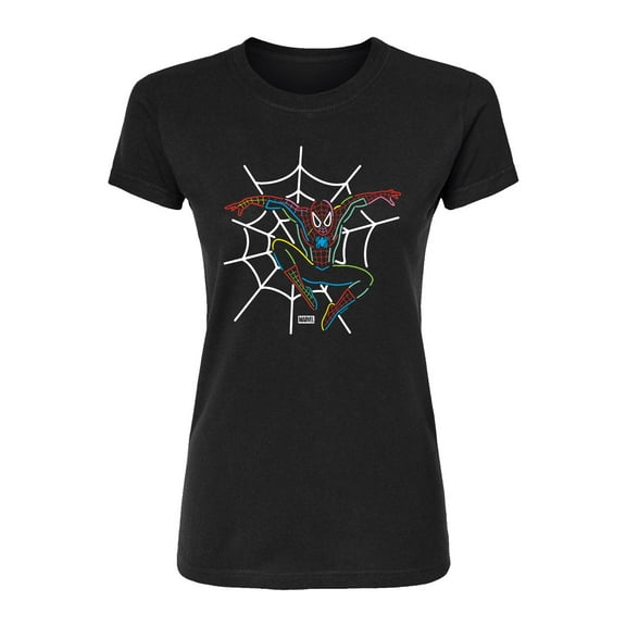 Marvel - Spider-Man Neon Web - Juniors Fitted Short Sleeve Graphic T-Shirt