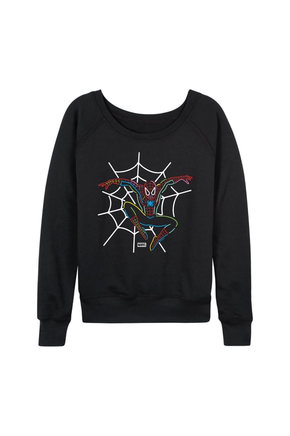 - Spider-Man Neon Web - Women's French Terry Long Sleeve Pullover