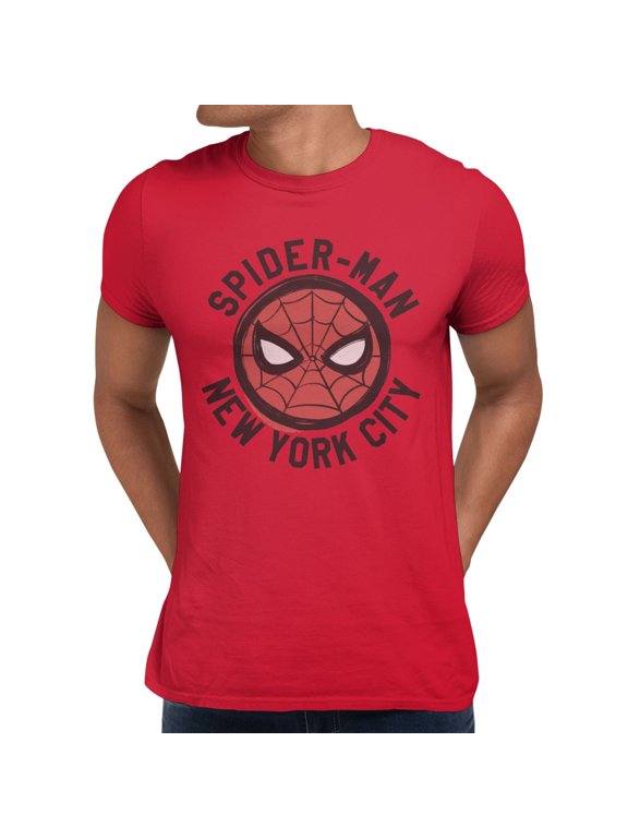 Spider-Man New York City Spidey Face Mens T-Shirt (Red, S-XXXL)