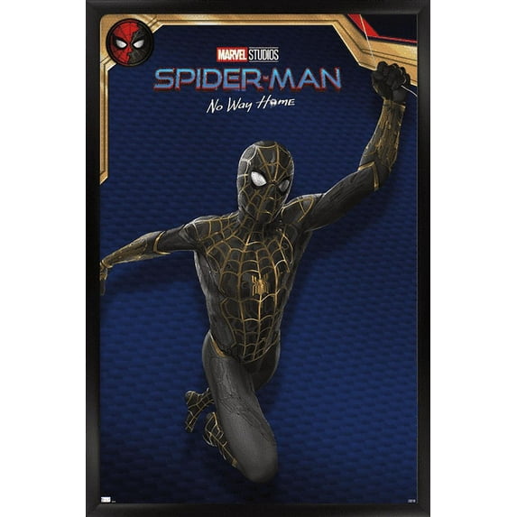 Marvel Spider-Man: No Way Home - Black Costume Wall Poster, 14.725" x 22.375", Framed