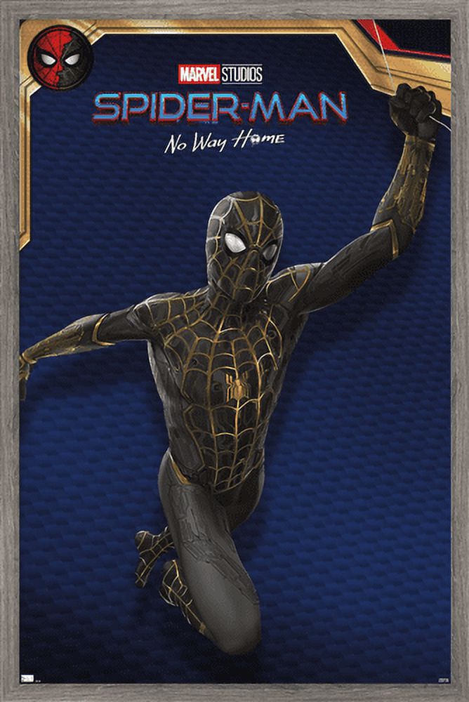 Marvel Spider-Man: No Way Home - Black Costume Wall Poster, 22.375" x 34", Framed