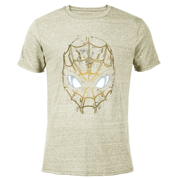 Marvel Spider-Man: No Way Home Black and Gold Mask - Short Sleeve Blended T-Shirt for Adults – Customized-Yellow