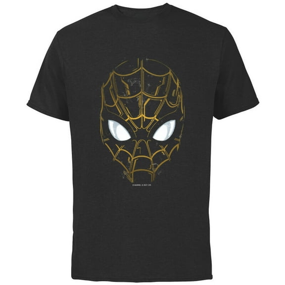 Marvel Spider-Man: No Way Home Black and Gold Mask - Short Sleeve Cotton T-Shirt for Adults - Customized-Black