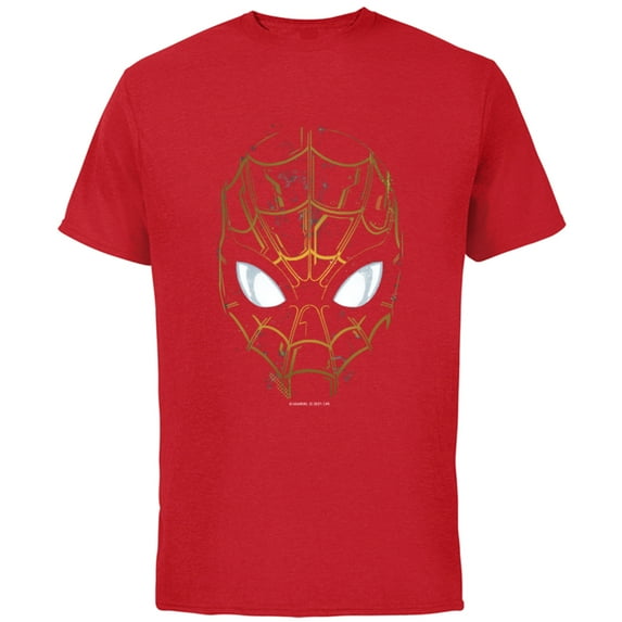Marvel Spider-Man: No Way Home Black and Gold Mask - Short Sleeve Cotton T-Shirt for Adults - Customized-Red