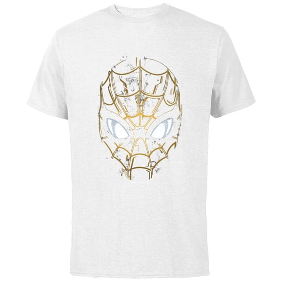 Marvel Spider-Man: No Way Home Black and Gold Mask - Short Sleeve Cotton T-Shirt for Adults - Customized-White