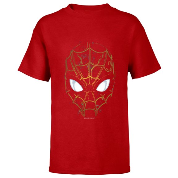 Marvel Spider-Man: No Way Home Black and Gold Mask - Short Sleeve T-Shirt for Kids – Customized-Red