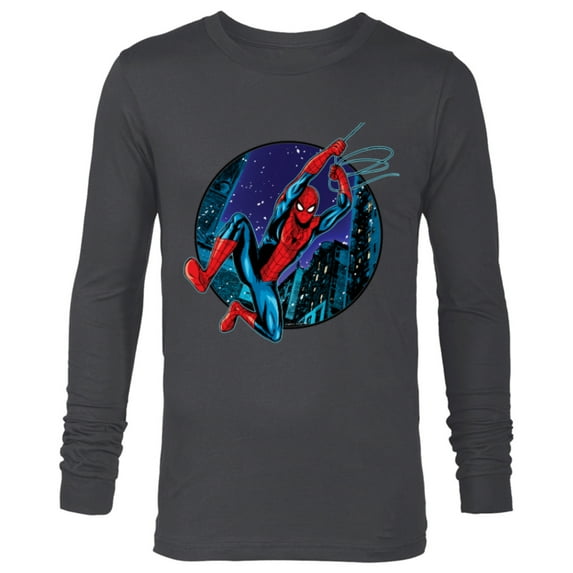 Marvel Spider-Man: No Way Home City Swing - Long Sleeve T-Shirt for Men - Customized-Charcoal Heather