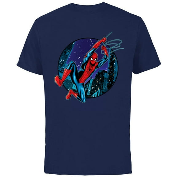 Marvel Spider-Man: No Way Home City Swing - Short Sleeve Cotton T-Shirt for Adults - Customized-Navy
