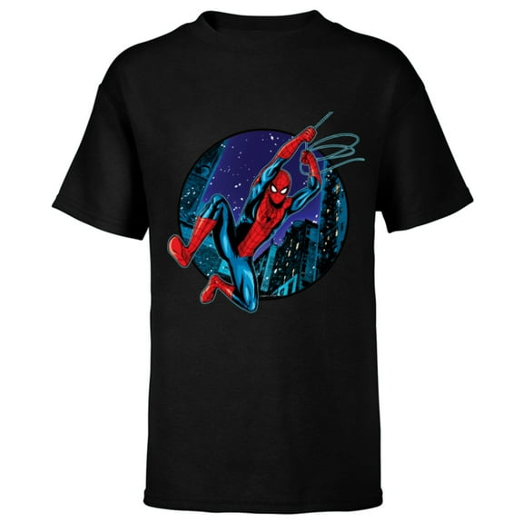 Marvel Spider-Man: No Way Home City Swing - Short Sleeve T-Shirt for Kids - Customized-Black
