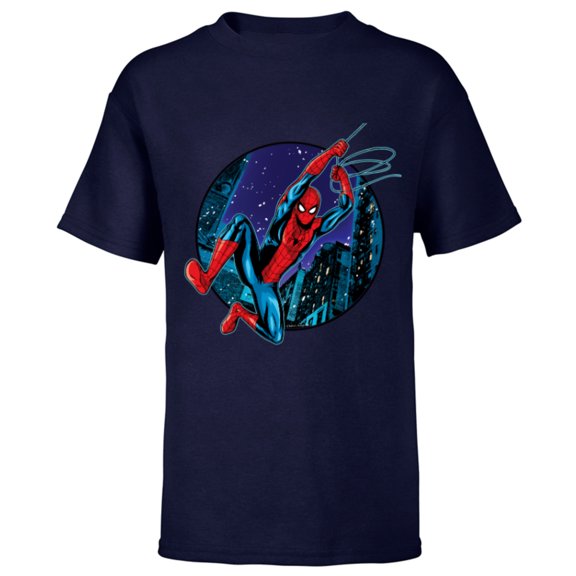 Marvel Spider-Man: No Way Home City Swing - Short Sleeve T-Shirt for Kids - Customized-Navy
