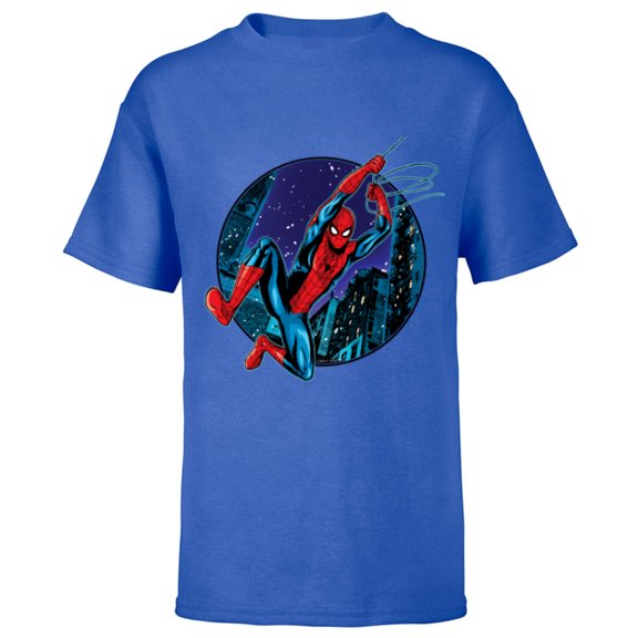 Marvel Spider-Man: No Way Home City Swing - Short Sleeve T-Shirt for Kids - Customized-Royal