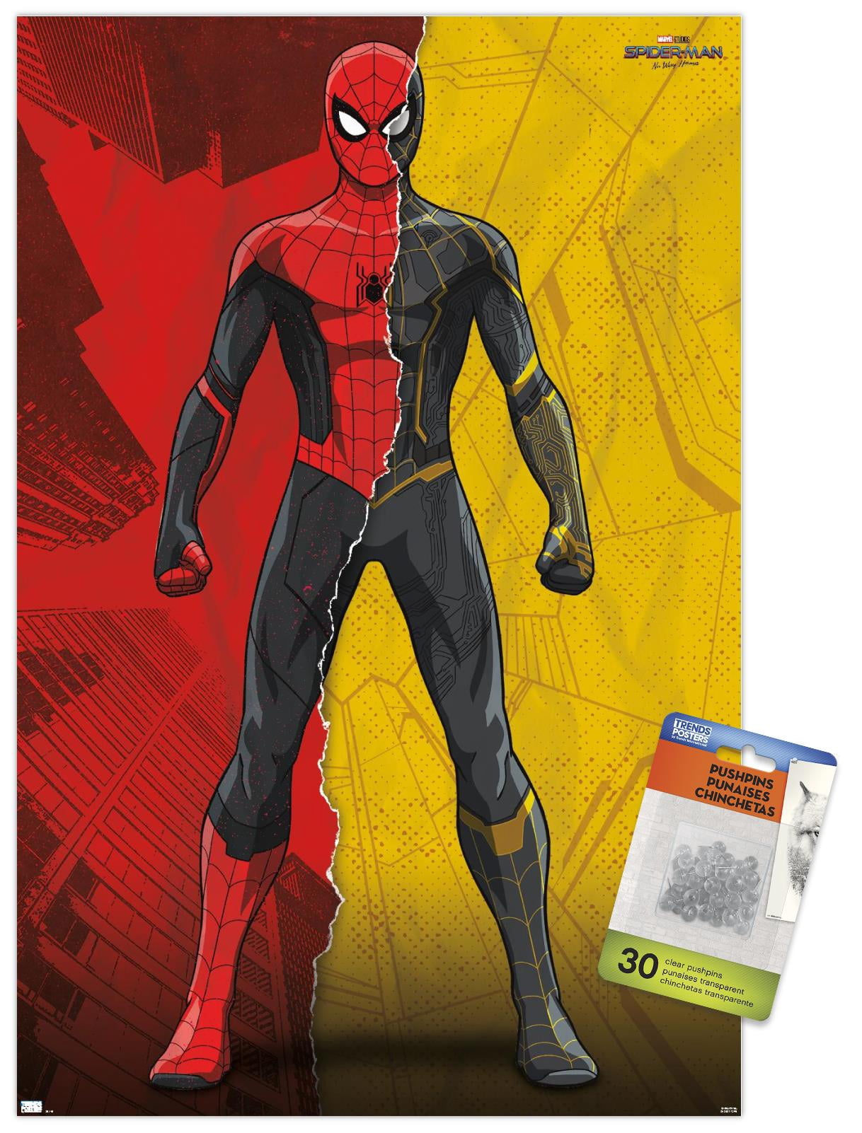 Marvel Spider-Man: No Way Home - Costume Blend Wall Poster with Push Pins, 14.725" x 22.375"