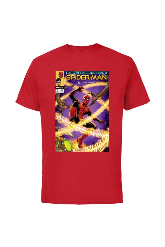 Spider-Man: No Way Home Doc Ock Comic Cover Homage - Short Sleeve Cotton T-Shirt for Adults - Customized-Red