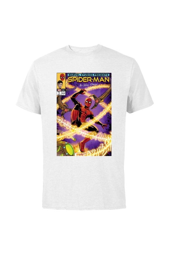 Spider-Man: No Way Home Doc Ock Comic Cover Homage - Short Sleeve Cotton T-Shirt for Adults - Customized-White