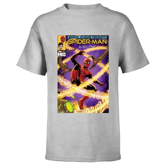 Marvel Spider-Man: No Way Home Doc Ock Comic Cover Homage - Short Sleeve T-Shirt for Kids - Customized-Athletic Heather