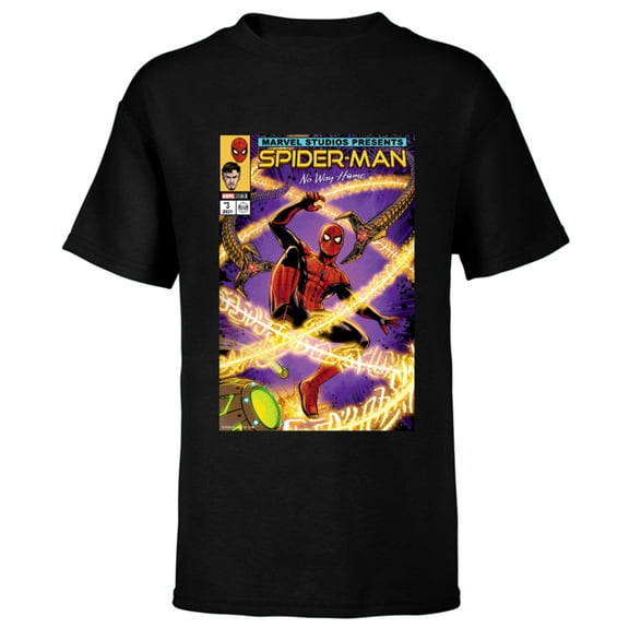 Marvel Spider-Man: No Way Home Doc Ock Comic Cover Homage - Short Sleeve T-Shirt for Kids - Customized-Black