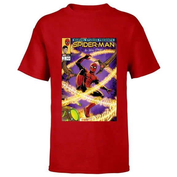 Marvel Spider-Man: No Way Home Doc Ock Comic Cover Homage - Short Sleeve T-Shirt for Kids - Customized-Red
