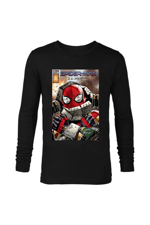 Spider-Man: No Way Home Doc Ock Hello Peter Comic - Long Sleeve T-Shirt for Men - Customized-Black