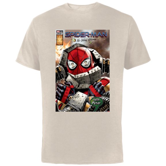 Marvel Spider-Man: No Way Home Doc Ock Hello Peter Comic - Short Sleeve Cotton T-Shirt for Adults - Customized-Natural