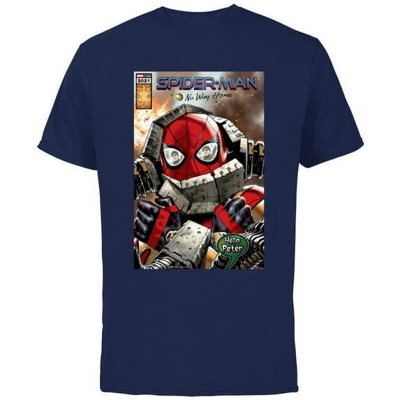 Marvel Spider-Man: No Way Home Doc Ock Hello Peter Comic - Short Sleeve Cotton T-Shirt for Adults - Customized-Navy