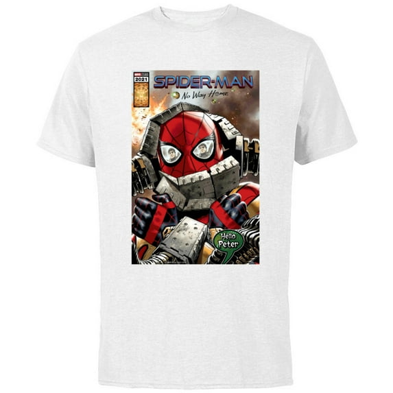 Marvel Spider-Man: No Way Home Doc Ock Hello Peter Comic - Short Sleeve Cotton T-Shirt for Adults - Customized-White