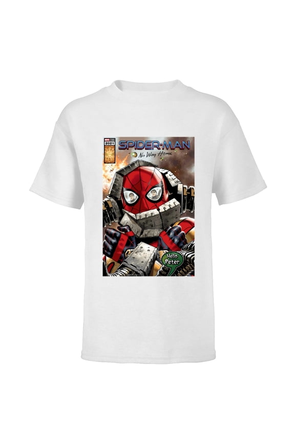 Spider-Man: No Way Home Doc Ock Hello Peter Comic - Short Sleeve T-Shirt for Kids - Customized-White