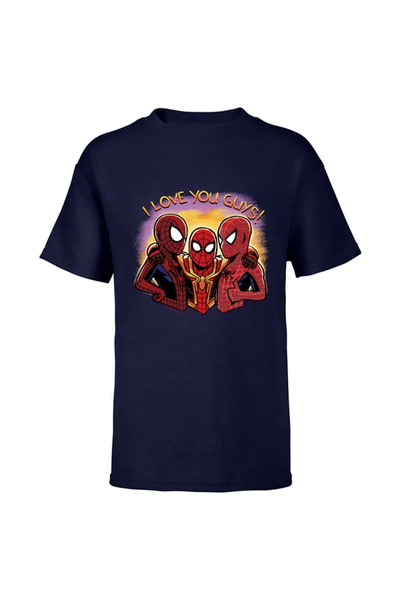 Spider-Man: No Way Home I Love You Guys - Short Sleeve T-Shirt for Kids - Customized-Navy