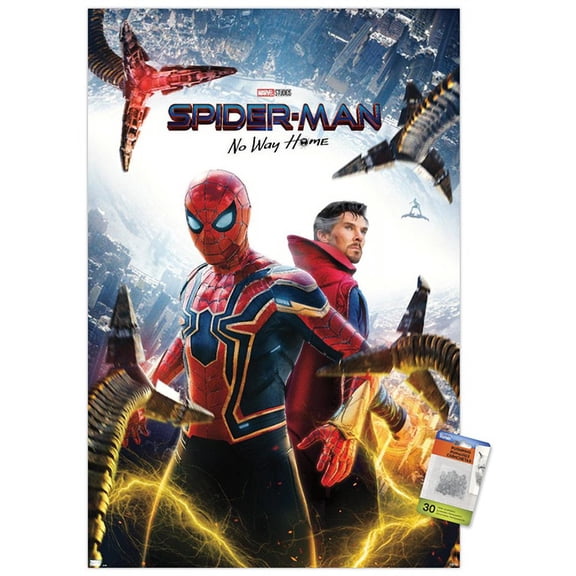 Marvel Spider-Man: No Way Home - Key Art Wall Poster with Push Pins, 22.375" x 34"