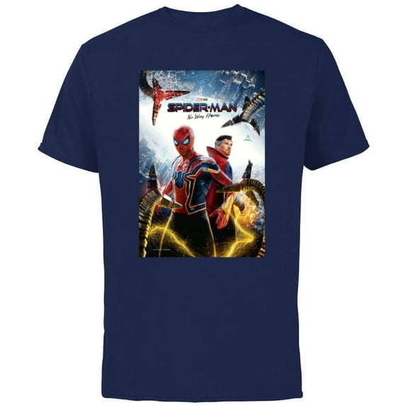 Marvel Spider-Man: No Way Home Movie Poster - Short Sleeve Cotton T-Shirt for Adults - Customized-Navy
