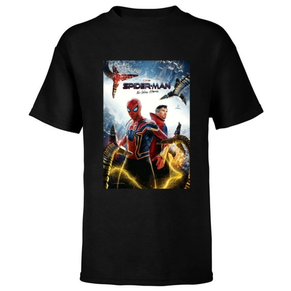 Marvel Spider-Man: No Way Home Movie Poster - Short Sleeve T-Shirt for Kids – Customized-Black