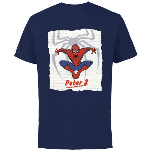 Marvel Spider-Man: No Way Home Peter 2 - Short Sleeve Cotton T-Shirt for Adults - Customized-Navy