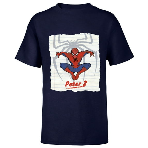 Marvel Spider-Man: No Way Home Peter 2 - Short Sleeve T-Shirt for Kids - Customized-Navy