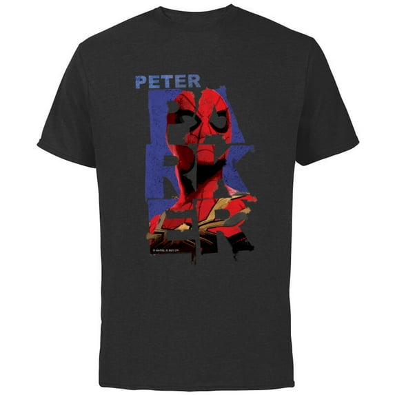 Marvel Spider-Man: No Way Home Peter Parker Letters - Short Sleeve Cotton T-Shirt for Adults - Customized-Black