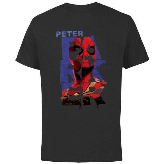 Marvel Spider-Man: No Way Home Peter Parker Letters - Short Sleeve Cotton T-Shirt for Adults - Customized-Black
