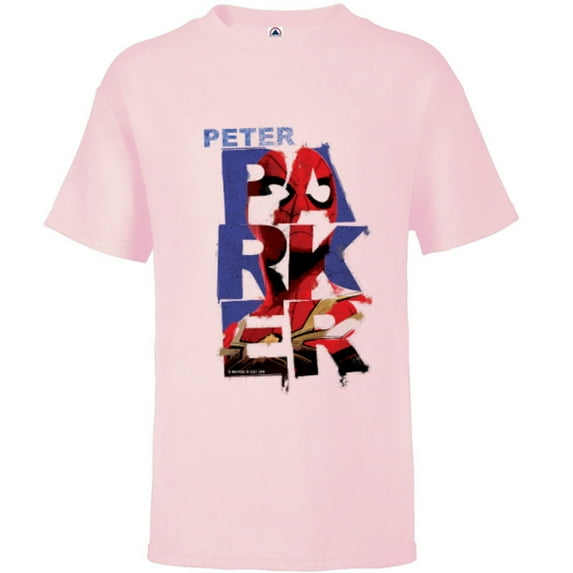 Marvel Spider-Man: No Way Home Peter Parker Letters - Short Sleeve T-Shirt for Kids – Customized-Soft Pink