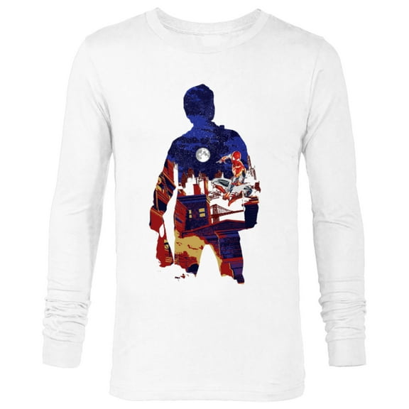 Marvel Spider-Man: No Way Home Peter Parker Silhouette - Long Sleeve T-Shirt for Men – Customized-White