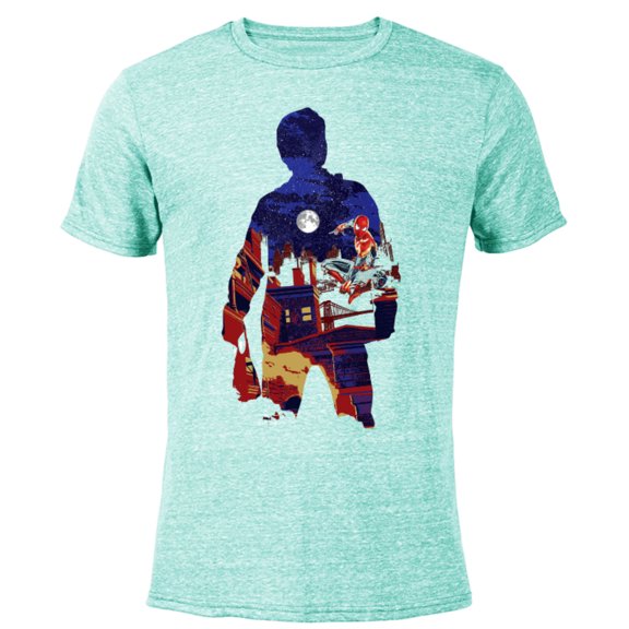 Marvel Spider-Man: No Way Home Peter Parker Silhouette - Short Sleeve Blended T-Shirt for Adults – Customized-Ocean Blue