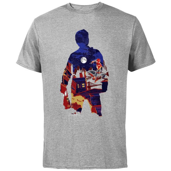 Marvel Spider-Man: No Way Home Peter Parker Silhouette - Short Sleeve Cotton T-Shirt for Adults - Customized-Athletic Heather