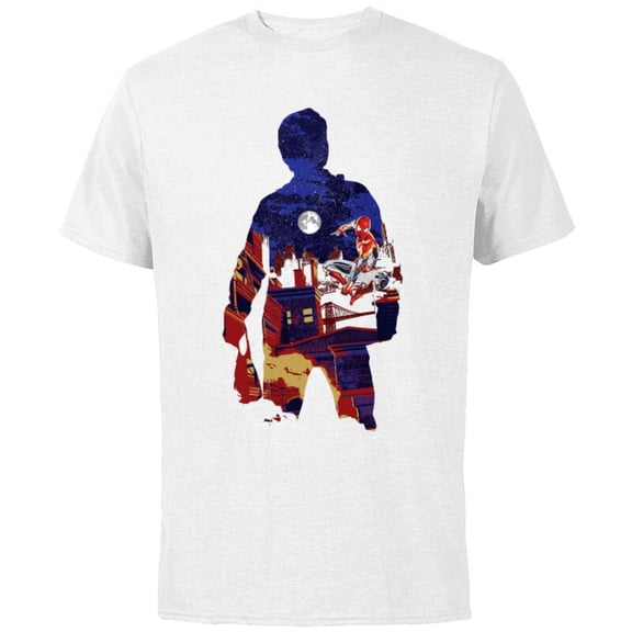 Marvel Spider-Man: No Way Home Peter Parker Silhouette - Short Sleeve Cotton T-Shirt for Adults - Customized-White