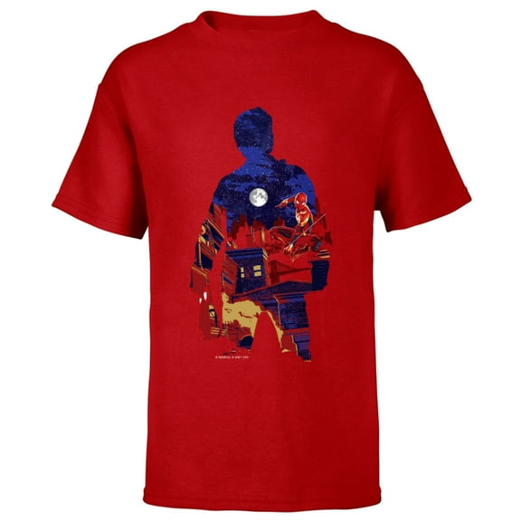 Marvel Spider-Man: No Way Home Peter Parker Silhouette - Short Sleeve T-Shirt for Kids – Customized-Red