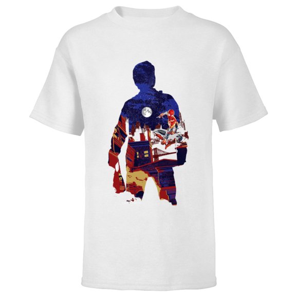 Marvel Spider-Man: No Way Home Peter Parker Silhouette - Short Sleeve T-Shirt for Kids – Customized-White