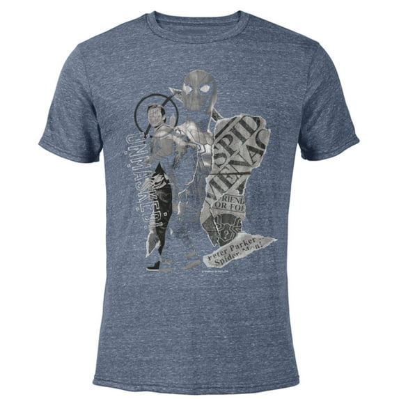 Marvel Spider-Man: No Way Home Peter Parker Unmasked - Short Sleeve Blended T-Shirt for Adults – Customized-Navy Heather