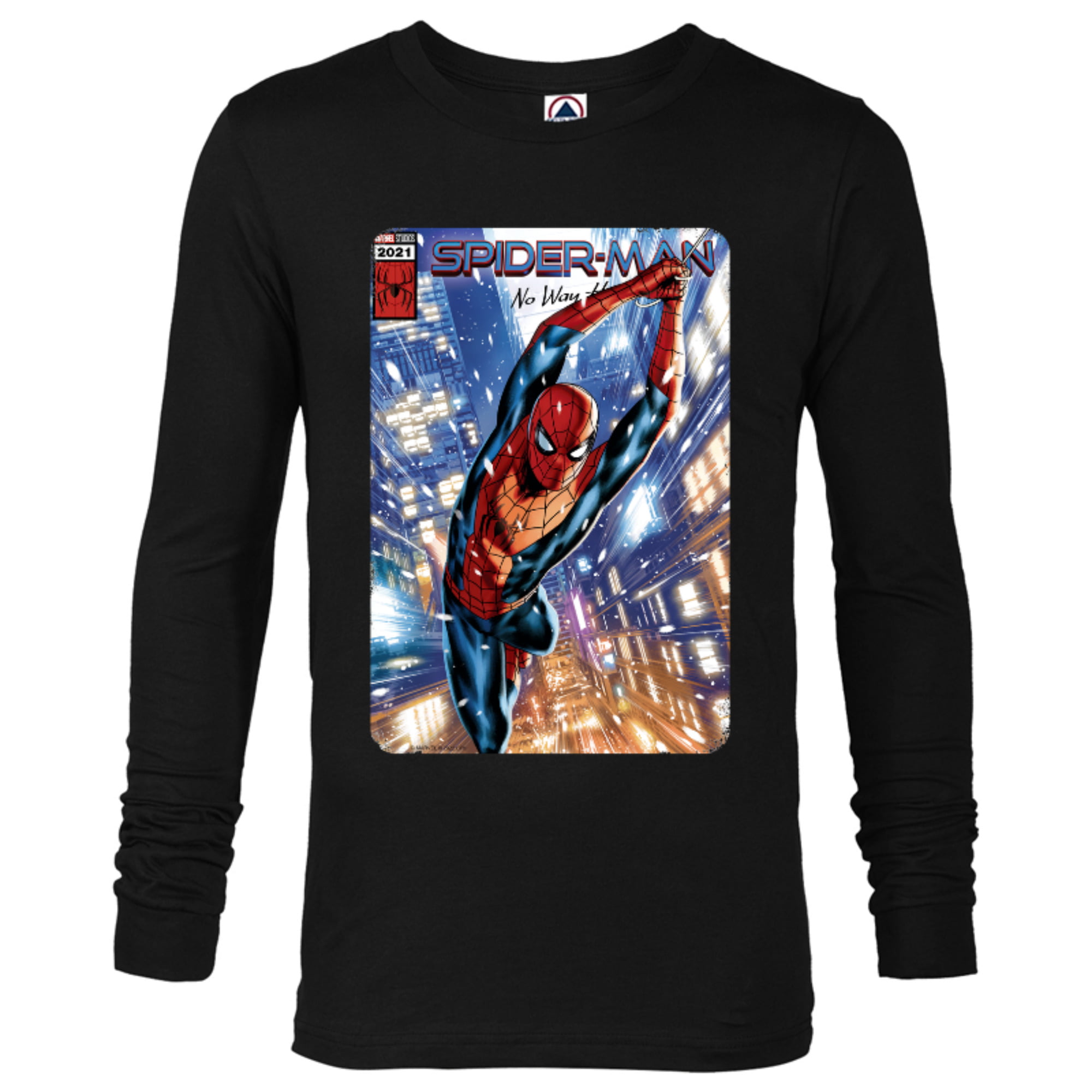 Marvel Spider-Man: No Way Home Red and Blue Suit Comic Cover - Long Sleeve  T-Shirt for Men - Customized-New Red 